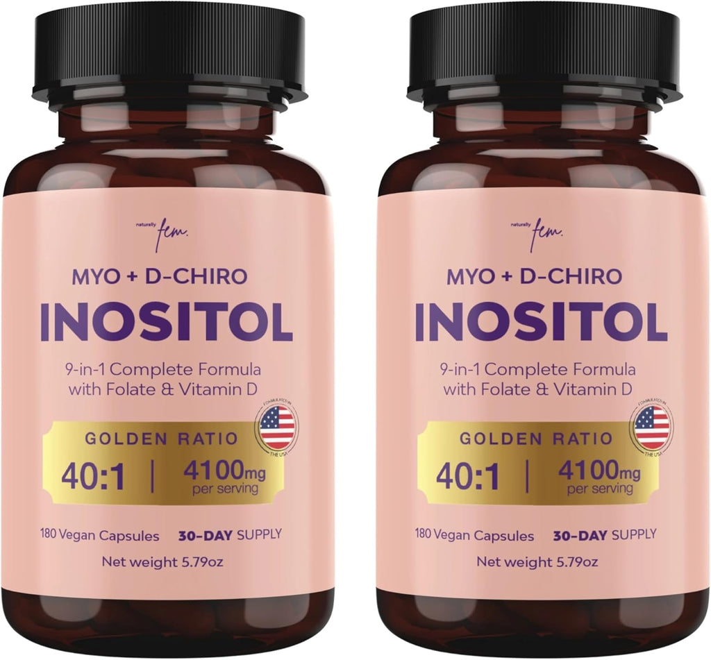 Premium Inositol Supplement Bundle - Myo-Inositol & D-Chiro Inositol Supplement for Women 4100mg (40:1 Ratio) – 9-in-1 Hormonal & Metabolic Support with Folate, Vitamin B6, B12, D3, Zinc & Chromium