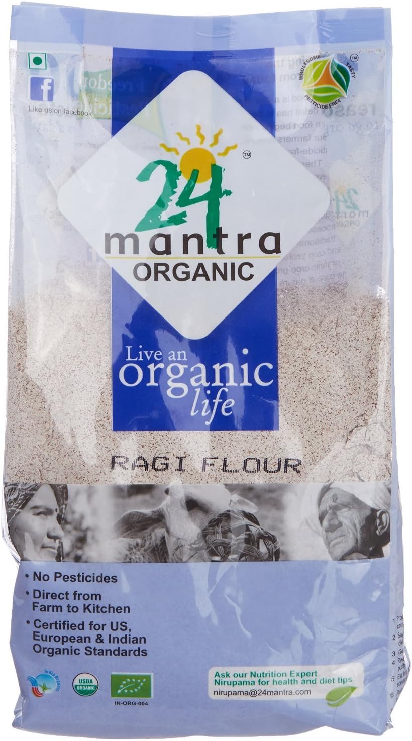 24 Mantra Organic Ragi Flour (Finger Millet Flour) - 4 lbs, Gray