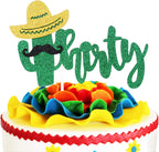 Fiesta 30th Birthday Cake Topper - Green Glitter Sombrero Thirty Anniversary Supplies - Happy 30th Birthday Cake Topper - Mexican Summer Fiesta Party Decoration