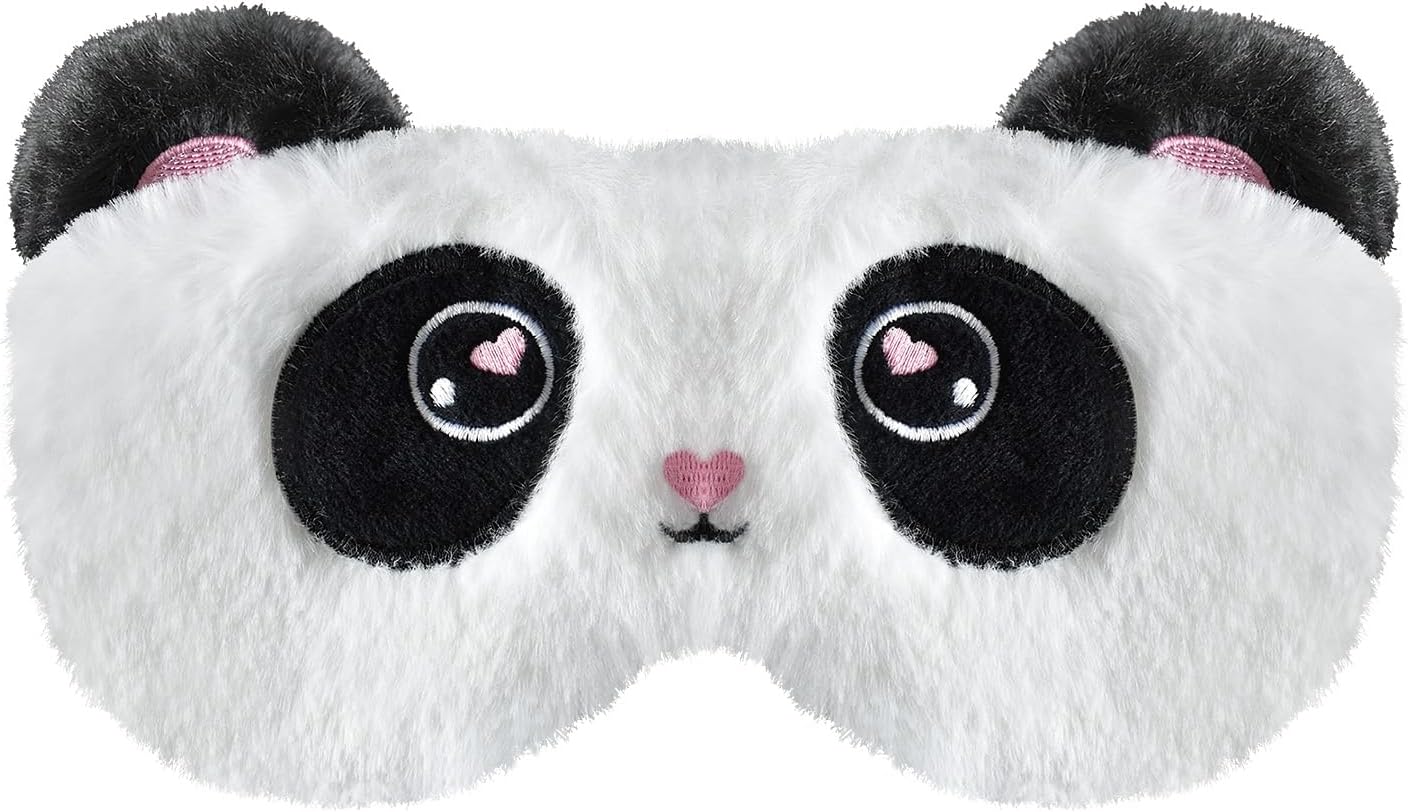 Cute Sleep Masks Cartoon Animal Panda Eye Masks Soft Plush Sleeping Mask Travel Blindfold Eye Shade for Women Men (Panda)