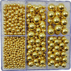Gold Pearl Sprinkles for Cake Decorating, 4 Sizes Mix Size Sugar Pearls for Cupcake Topper, Ice Cream, Donuts, Baking Decoratings (2mm, 4mm, 7mm, 10mm)