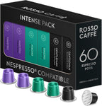 ROSSO CAFFÈ 60 Espresso Coffee Pods for Nespresso Original Machines - Pack of Rich and Bold Capsules, 3 Premium Intense Dark Flavors