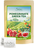 TeeLux Pomegranate Green Tea, Brisk Sencha Tea & Tart Hibiscus & Sweet Licorice & Natural Fruity Pomegranate Flavor, 100 Count