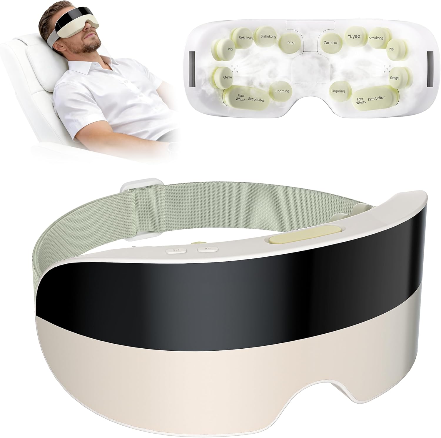 Father Day Gifts Eye Massager with Heat and Cooling - with Atomization Function, Smart Heated Eye Mask with 3D Massage, Bluetooth Music for Office Travel Home Use, Dad Gifts for Women and Men