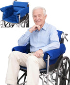 Wheelchair Seat Cushion with Armrest Covers, Pressure Relief Wheelchair Cushions for Sciatica, Tailbone & Back Support, Non-Slip Wheel Chair Pads for Pressure Sores, Blue