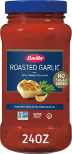 Barilla Pasta Sauce Roasted Garlic, 24 Ounce Jar - NO ADDED SUGAR - Made with 100% Extra Virgin Olive Oil - No Artificial Colors, Flavors or Preservatives - Non-GMO, Gluten Free, Kosher