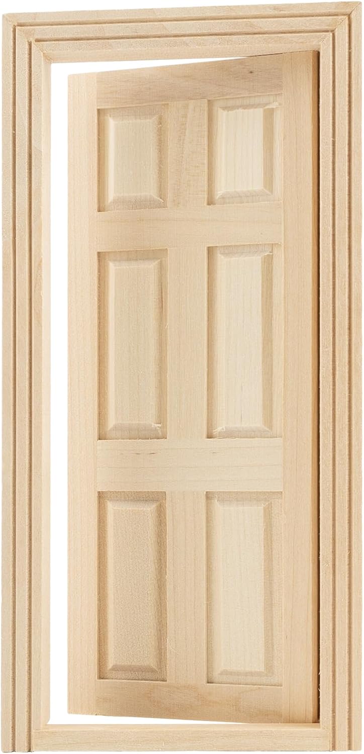 AUEAR, 1:12 Mini Furniture Unpaint Wooden Doors for DIY Scene Home Craft (6 Panel)