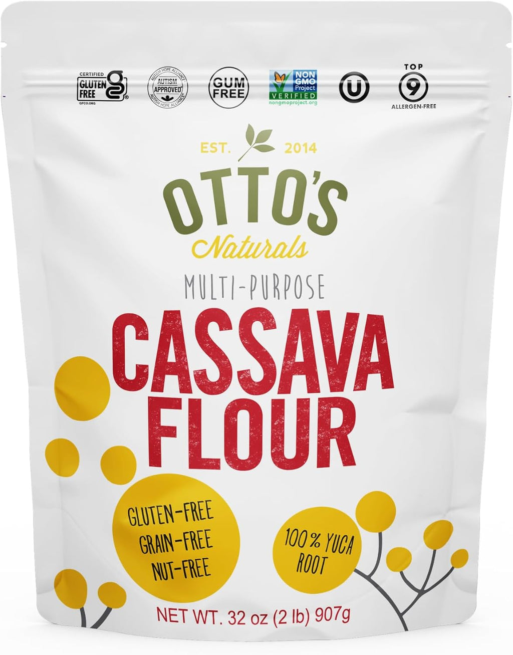 Otto's Naturals Multi-Purpose Cassava Flour, Non-GMO, Gluten-Free, Grain, Nut and Gum-Free, 1-to-1 Wheat Flour Alternative, Paleo, AIP, 2 lb