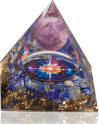 New Inspirational Crystal Pyramid Orgone Pyramids Flower of Life Aquamarine Energy Pyramid Generator for Protection Meditation Orgonite Pyramids (Purple-Blue)