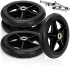 4 Pack Wheel Replacement, 6 Inch Anti-Slip Solid Caster Roller Wheels for Walkers, Heavy-Duty Office Wheelchair Front Wheel Accessories, Safe Rolling for all Floors, Black