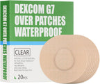 20 Pack,Over Patches Waterproof for Dexcom g7,CGM Sensor Patches| Non-Glue Central, Full Coverage, Latex-Free, Hypoallergenic& Breathable | Easy to Remove Without Leaving Any Marks (Tan, 3.15 in)