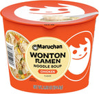 Maruchan Wonton Ramen Bowl, Chicken Flavor – Japanese-Style Instant Noodle Soup, Microwaveable Easy Meal – 3.69 Oz. (6 Pack)
