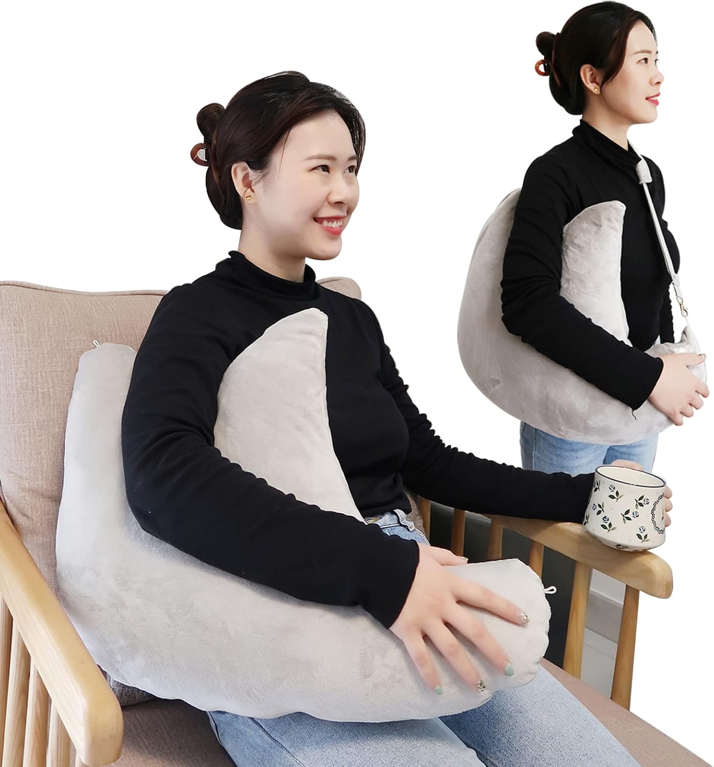 Shoulder Surgery Pillow, Ergonomic Rotator Cuff Pillow, Comfortable Post Shoulder Surgery Pillow, Adjustable Structure Provide Support, Shoulder Pain Relief, Firm and Removable(Grey)