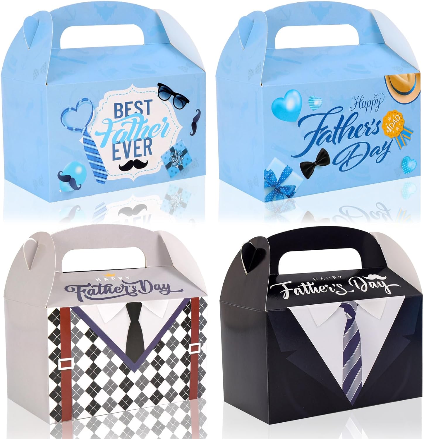 HOWAF 12Pcs Father’s Day Treat Boxes Fathers Day Candy Boxes Happy Fathers Day Party Favors Gift Boxs for Dad Grandpa Party Supplies Father's Birthday Gift Wrapping Goodie Boxes Bulk