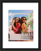 Vittanly 11x14 Picture Frame, Display Pictures 8x10 with Mat or 11x14 without Mat, Photo Frame for Wall Mounting, Black, 1 Pack