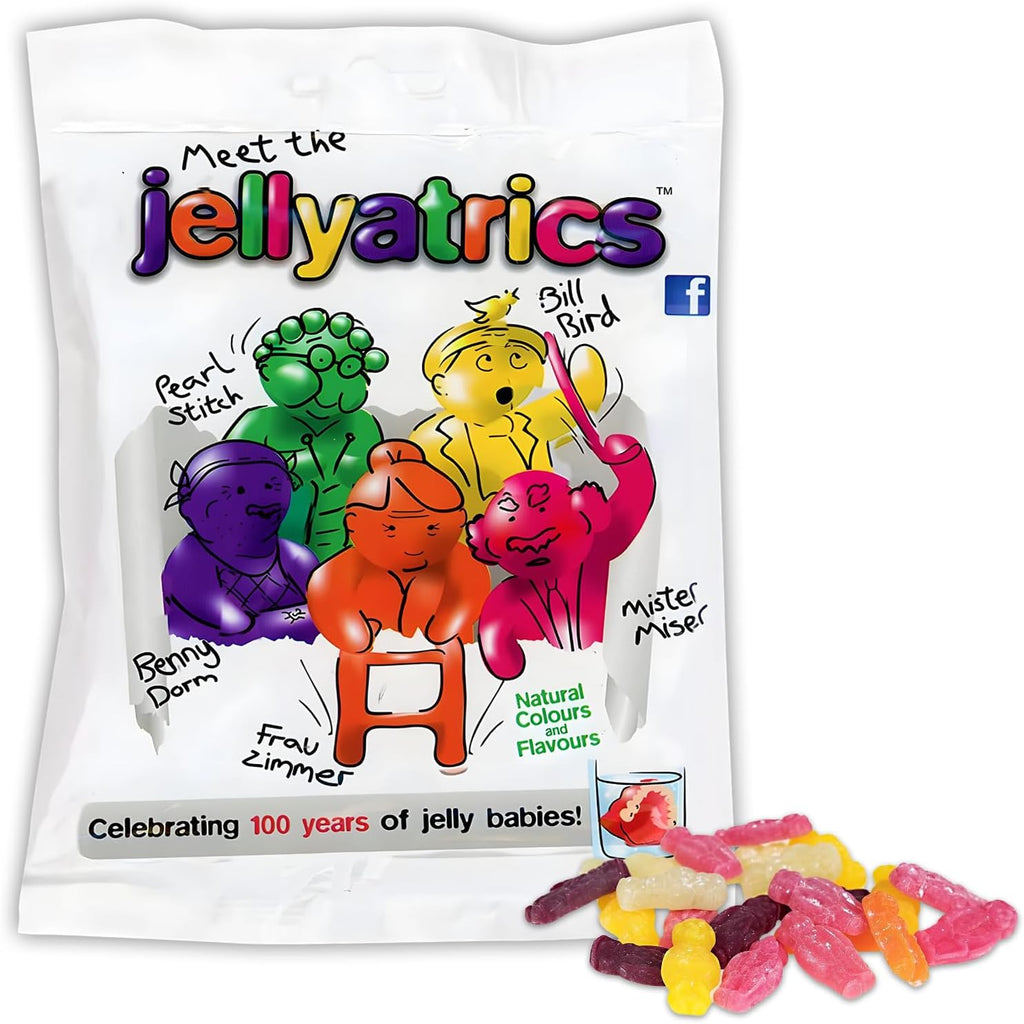Jellyatrics Jelly Babies Novelty Sweets 180g Fun Gift for Birthdays, Retirements, Graduations, Christmas, Fathers Day, Mothers Day and Many More Celebrations,180 g (Pack of 1)
