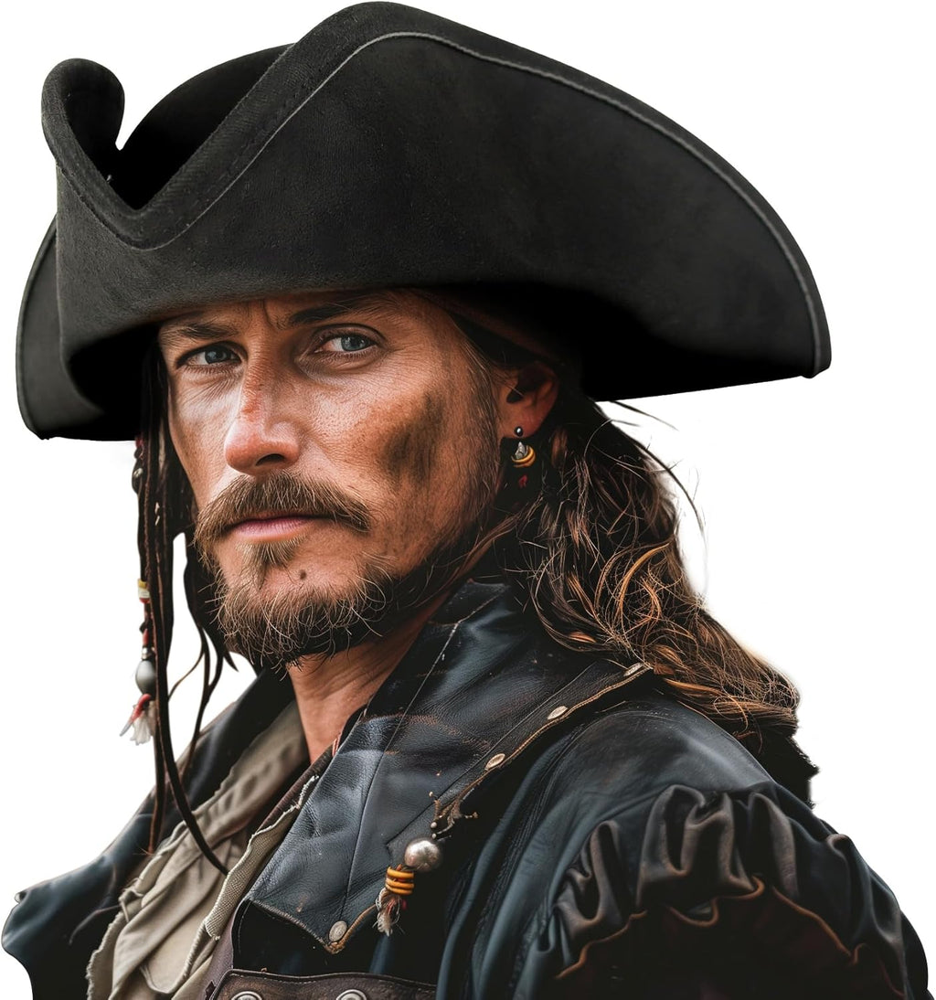 HOMELEX Pirate Hat for Women & Men Colonial Tricorn Halloween Adult Revolutionary war Costume Accessory