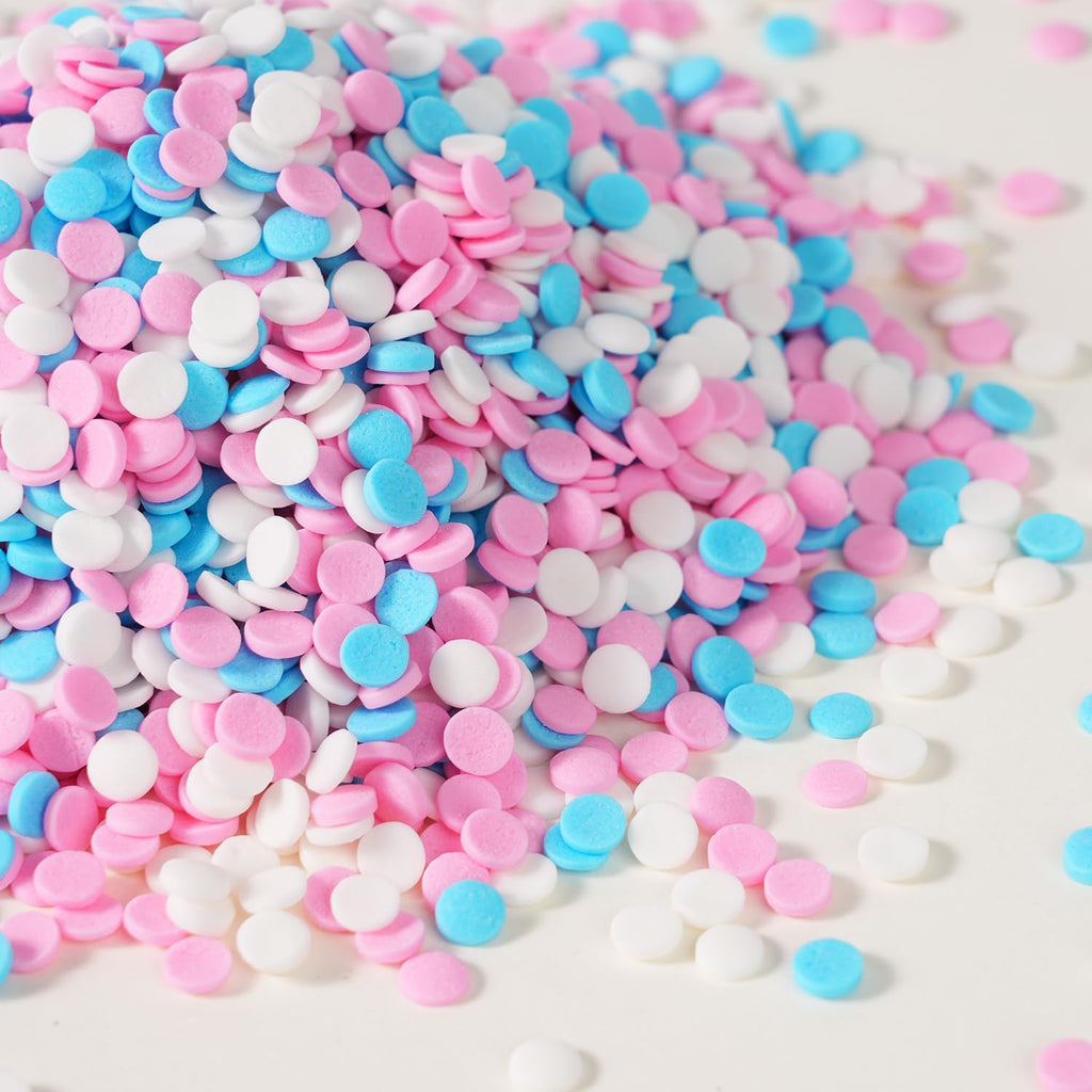 Edible Pink Blue White Sprinkle for Cake Decorating, Confetti Sprinkles, Round Sprinkles, Perfect for Baking, Cake, Cupcakes, Macarons, waffles, Ice Cream, and Cookies(120g/4.23oz)