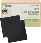 SimuLinen Black Disposable Paper Napkins, 3-Ply, 13in x 13in - 30 Pack - Simplicity Collection, Perfect for Birthday or Dessert Parties
