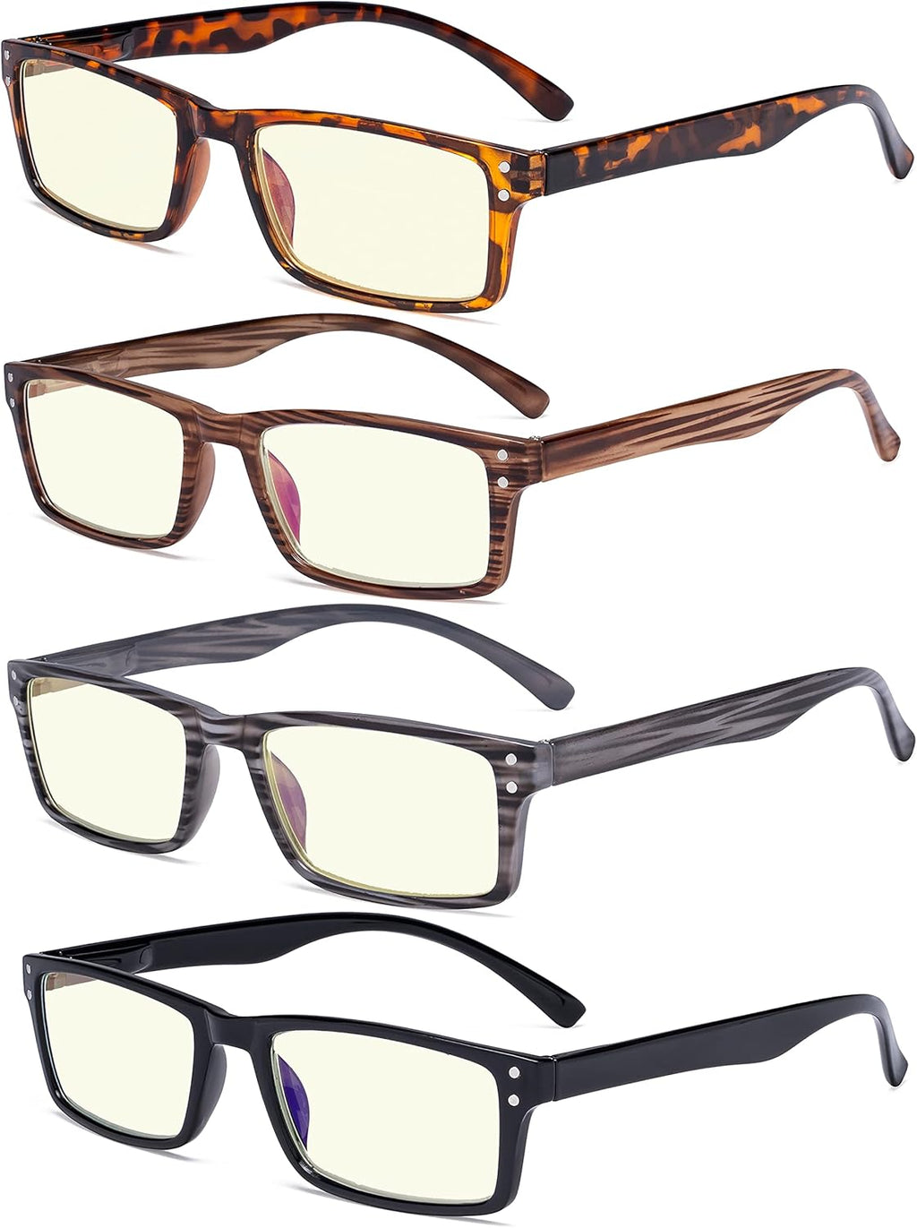 Eyekepper 4 Pack Blue Light Filter Glasses Blocking Digital Glare Readers for Women Men Reading Computer Screen +1.50