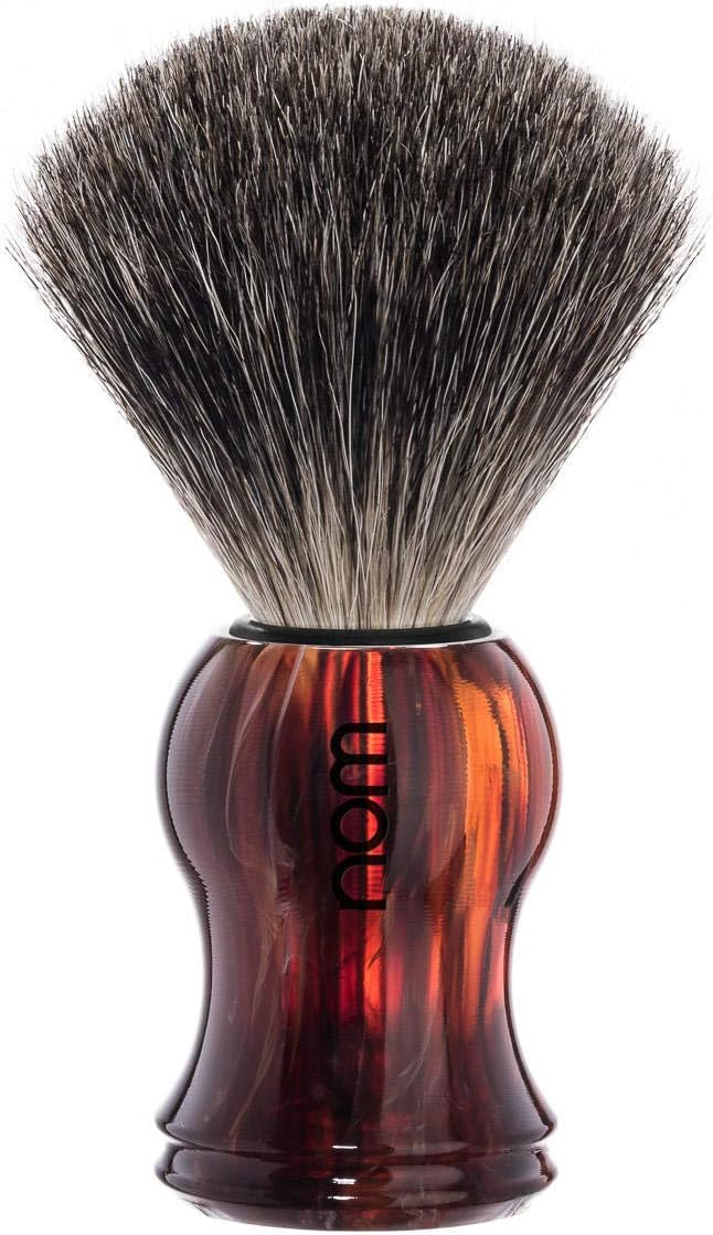 NOM Gustav shaving brush | Pure Badger Shave Brush for Shaving soaps and creams | exfoliating shaving brush | Havanna handle