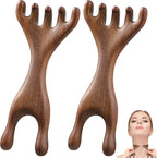 2Pcs Meridian Comb Fivetouch Therapy Comb Sandalwood Massage Claws Guas Sha wood therapy Tools ergonomic for Head Face Eye Nose Massager Brush Relaxation Wellness