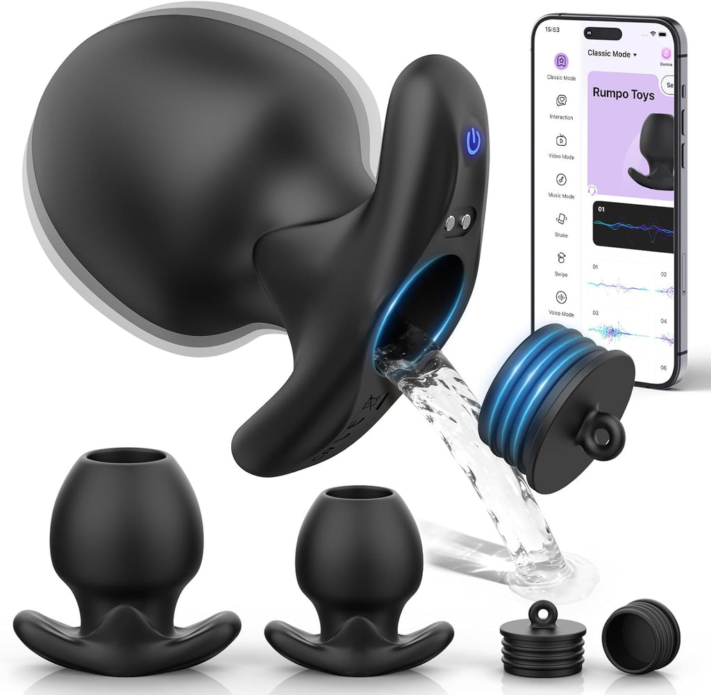 3PCS Butt Plug Vibrator - Sensory Exploration Anal Dilator kit, Anal Plug with 10 Vibrating Prostate Toy, Hollow Plug Tunnel Anal Speculum T Base Douche Enema Adult Sex Toys for Man Women & Couple