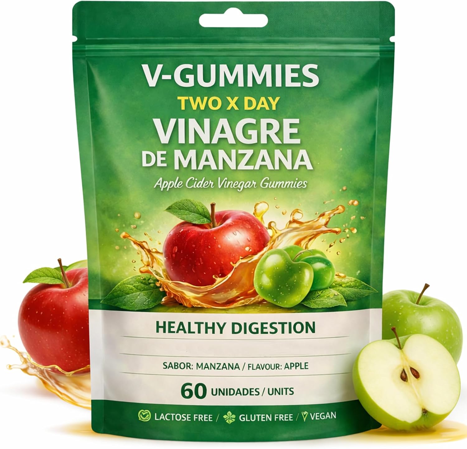 V-𝐆𝐮𝐦𝐦𝐢𝐞𝐬 Vinagre De Manzana with The 𝐌𝐨𝐭𝐡𝐞𝐫, 𝐕𝐢𝐭𝐚𝐦𝐢𝐧 C & B12 – Vegan, Gluten-Free
