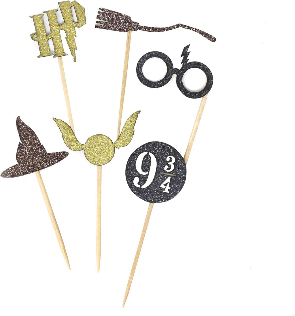 Confetti Pack Of 24 Harry Inspired Cupcake Toppers For Wizard Birthday Party Halloween Christmas Decorations Supplies