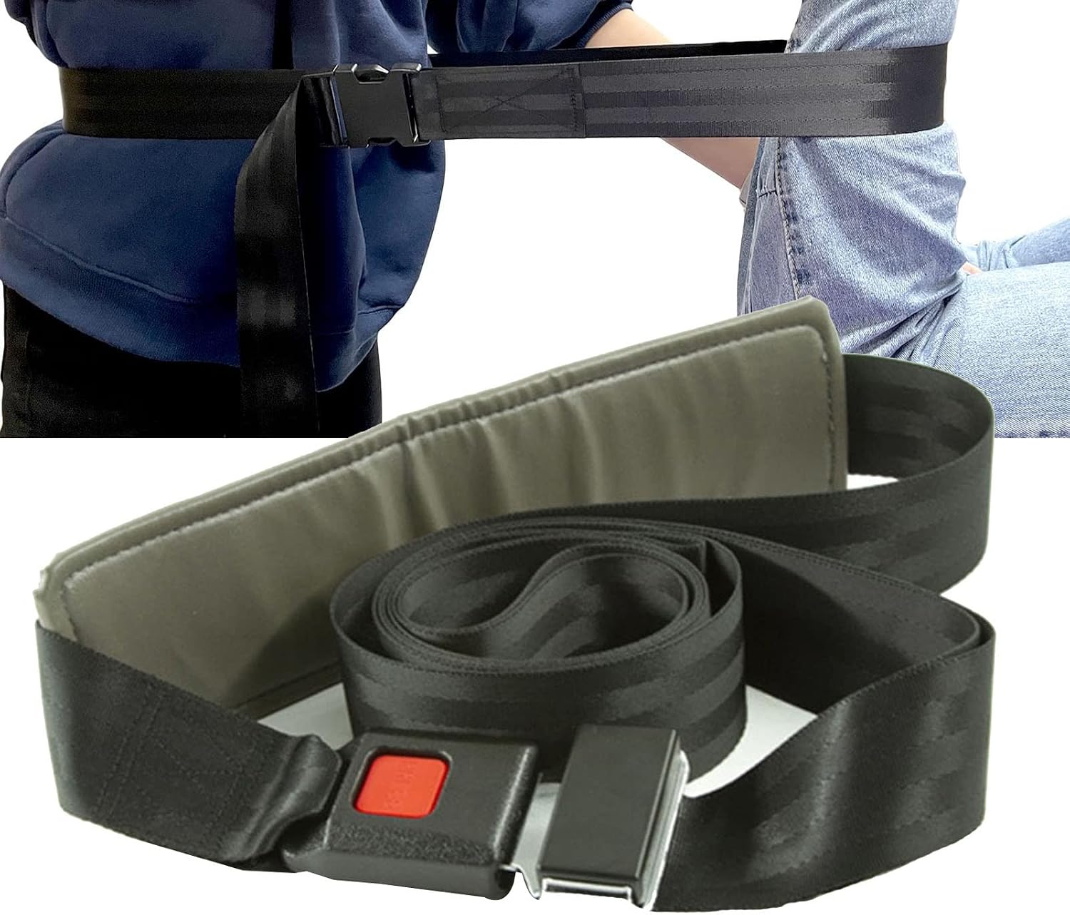 NICHOY Black Joint Mobilization Belt, Adjustable Support Belt for Physical Therapy, Rehabilitation,Gait Belts Traction Chiropractic Flexion Mobilisation(Color:A)
