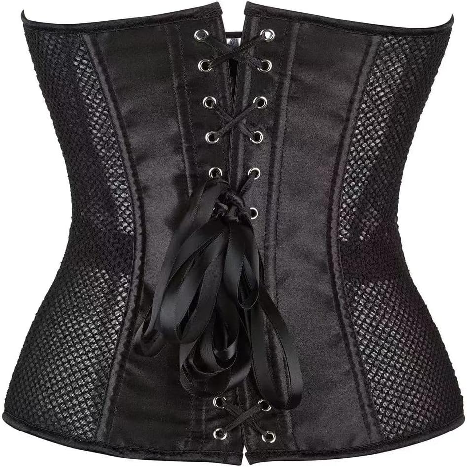 Black Corset Top for Women Strapless Mesh Bustier Sexy Corset Tops for Women Party Club Halloween Costume
