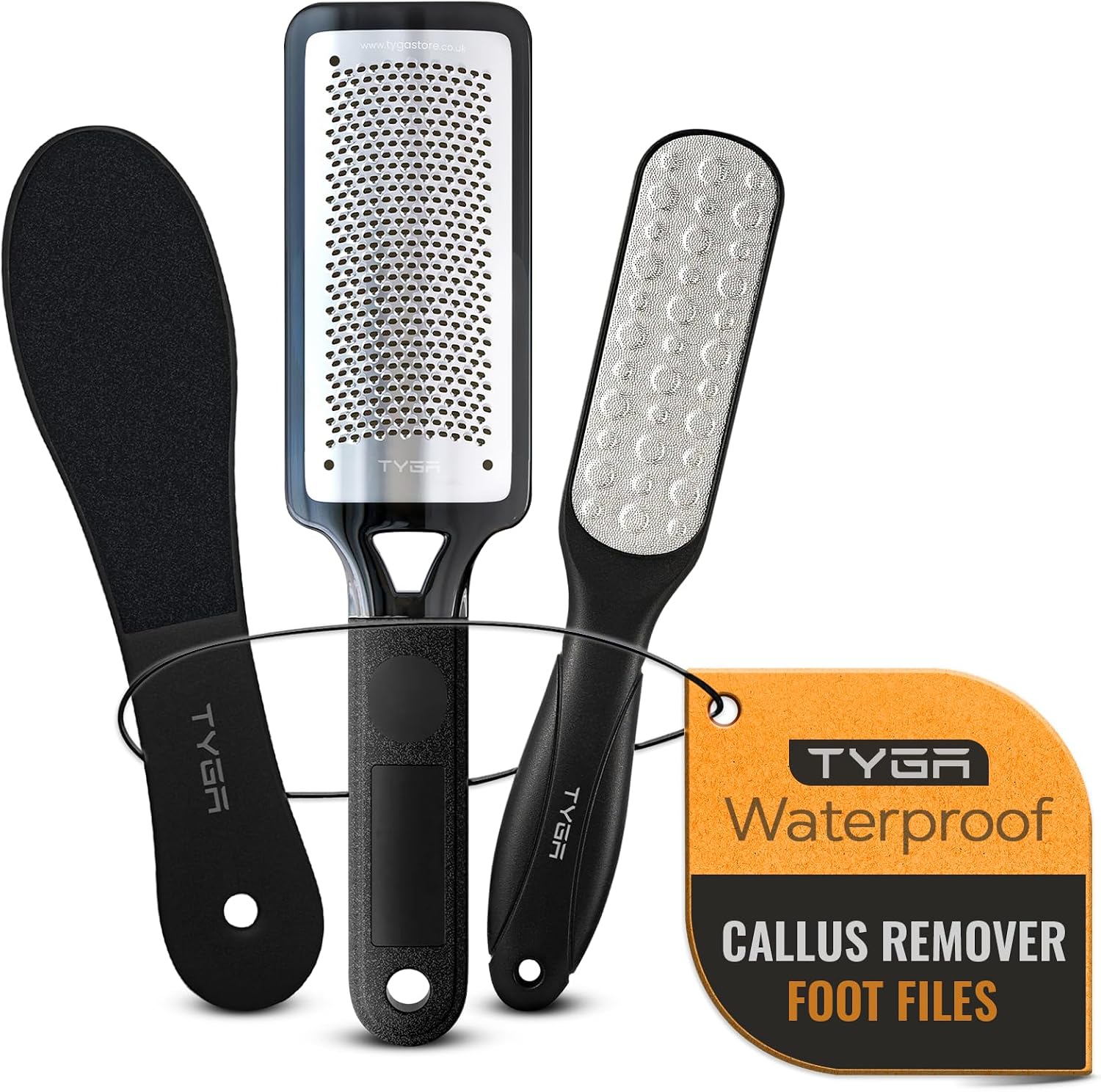 TYGA Foot Rasp Filer, Double Sided File & Scrubber Set - Callus Remover for Dead Skin Removal, Cracked Hard Skin, Coarse, Fine Scraper, Wet, Dry Spa Care, Surgical Stainless Steel, Nickel (3 Pack)