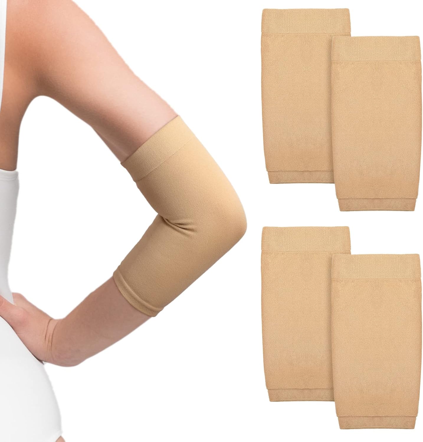 Vicenpal 2 Pairs Tattoo Cover up Sleeve Forearm Arm Sleeves for Women Men Compression Tattoo Upper Arm Cover(Nude)