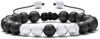 Hamoery Men Women 8mm Lava Rock Aromatherapy Anxiety Essential Oil Diffuser Bracelet Braided Rope Natural Stone Yoga Gifts Beads Bracelet Bangle-21017