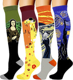 Double Couple 4 Pairs Compression Socks for Men and Women 20-30mmhg knee high Compression Stockings for Sports Running Flying