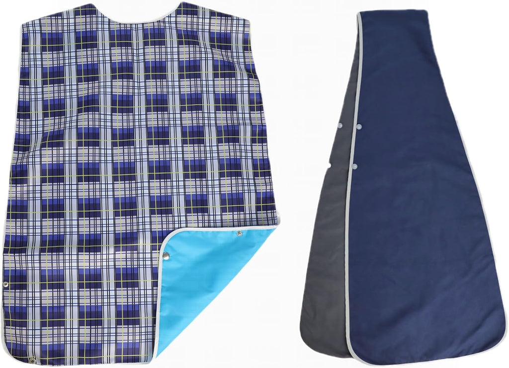 Adult Bibs-2 Pcs Washable Clothing Protectors for Elderly Seniors and Disabled | Waterproof Adult Bibs for Women & Men(XL)