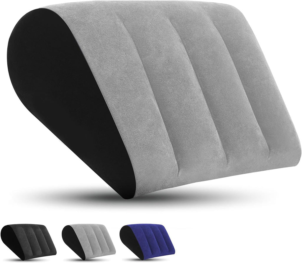 Prosixtoy Portable Wedge Pillow Inflatable Cushion - Body Positioners Lightweight Wedge Pillow for Sleeping, Leg Elevation, Use in Bed, Travel, Camping, Fast Inflating Deflation (Grey)
