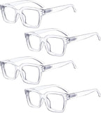 Eyekepper 4 Pack Ladies Reading Glasses - Oversized Square Design Readers for Women Transparent +1.75