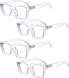 Eyekepper 4 Pack Ladies Reading Glasses - Oversized Square Design Readers for Women Transparent
