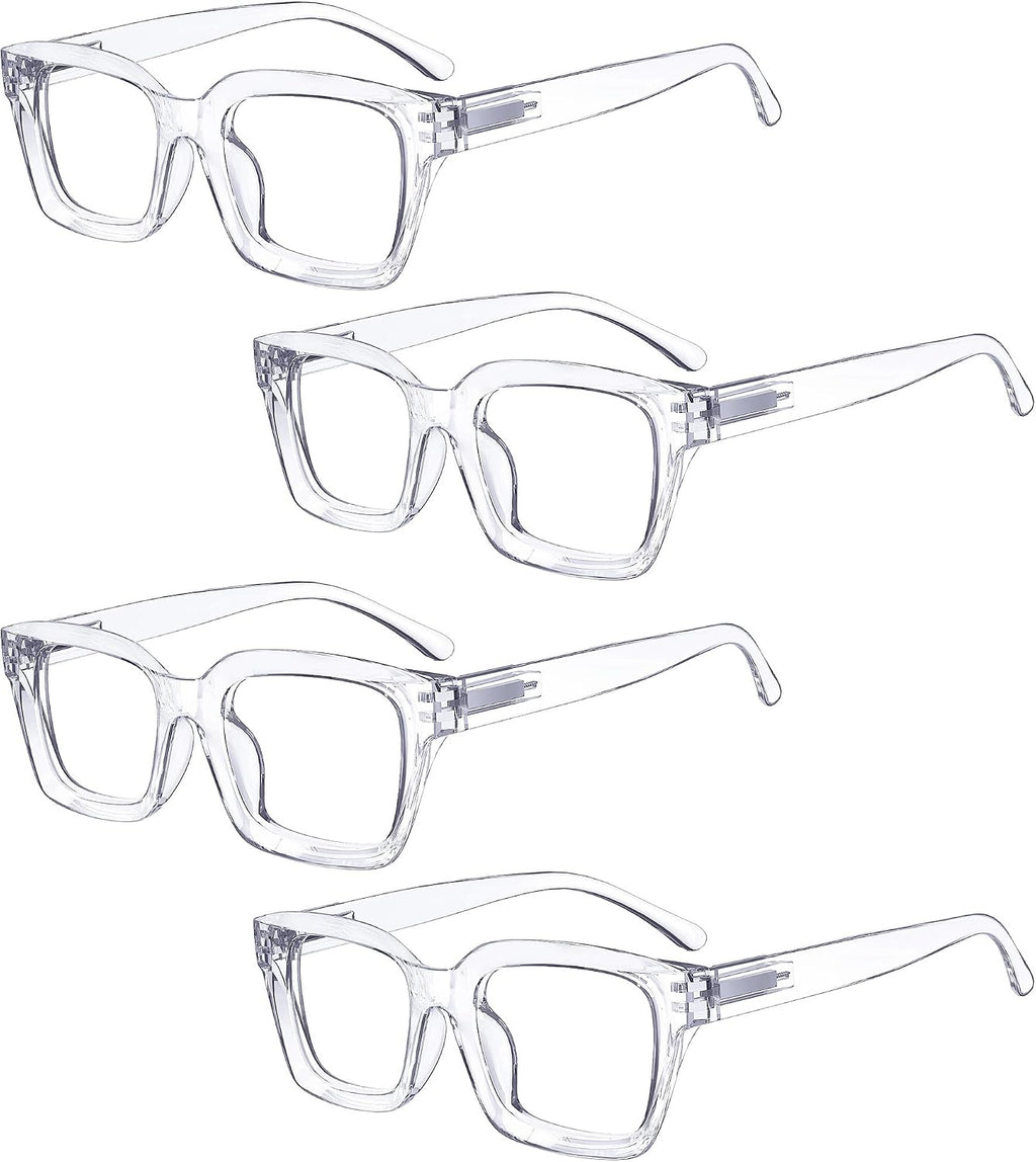 Eyekepper 4 Pack Ladies Reading Glasses - Oversized Square Design Readers for Women Transparent +2.75