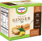 Kendel Instant Ginger Drink with Brown Sugar – Real Ginger Powder Tea – Caffeine Free Warming Beverage – Hot or Cold – 10 Sachets