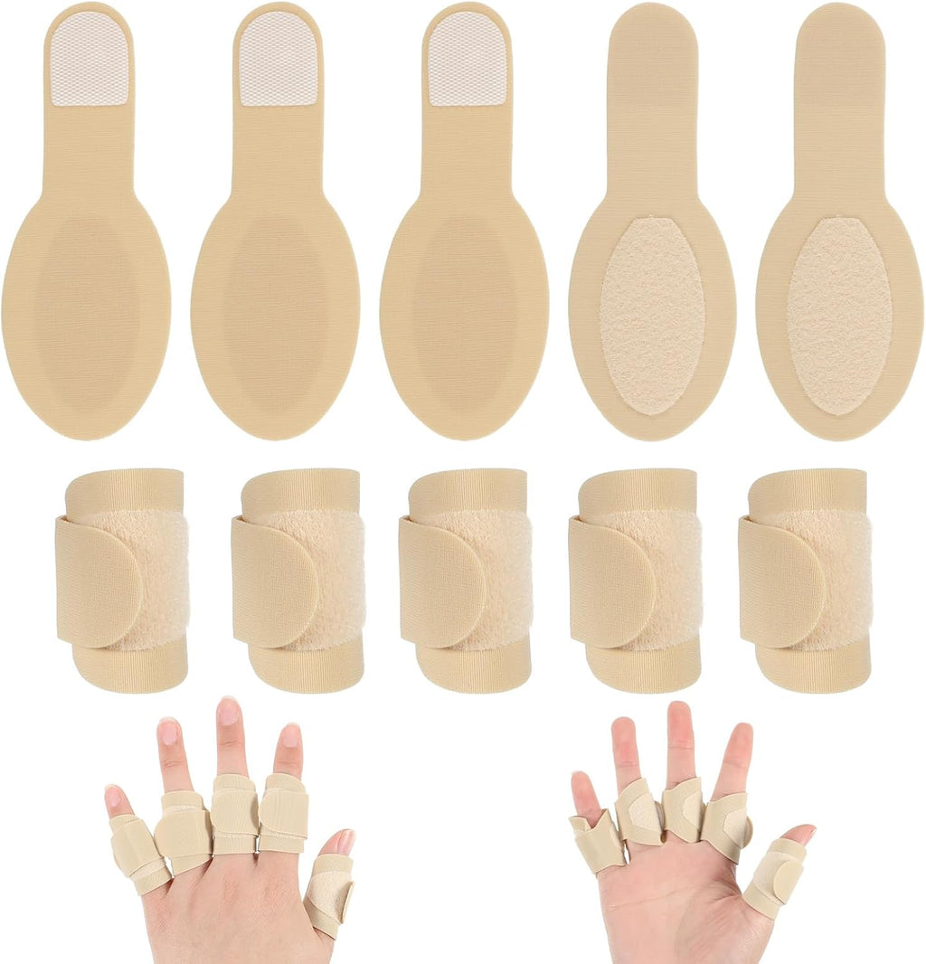 10Pcs Castor Oil Pack Wrap for Fingers, Self Adhesive Castor Oil Compress Wrap Reusable, Soft Cotton Compression Hand Wraps for Fingers and Thumb Arthritis for Finger Tingling Finger Cracking