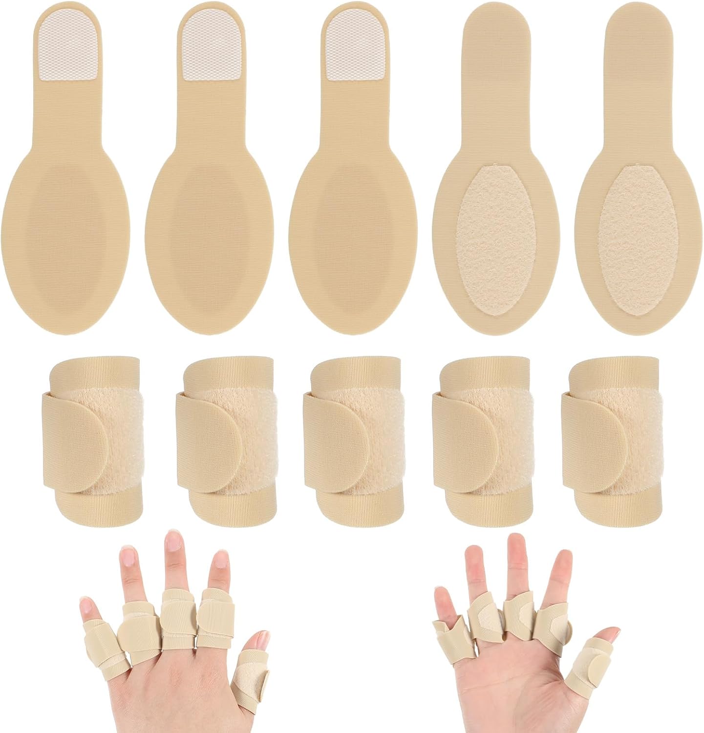 10Pcs Castor Oil Pack Wrap for Fingers, Self Adhesive Castor Oil Compress Wrap Reusable, Soft Cotton Compression Hand Wraps for Fingers and Thumb Arthritis for Finger Tingling Finger Cracking