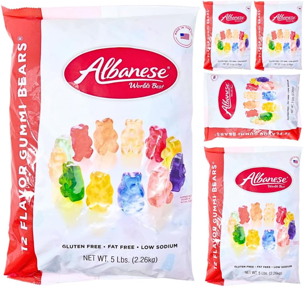 Albanese bulk gummi bears 12 flavor 5 Lb Bag x 5 Packs by Pufai Grocery