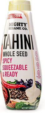 Mighty Sesame Co. Harissa Tahini, Spicy Chili Squeezable & Ready Sesame Paste, 10.9oz | Whole Seed, Gluten Free, Vegan, Non GMO, Keto Friendly, Kosher