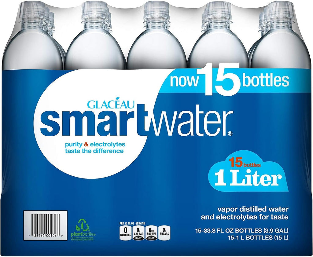 Glaceau SmartWater Water (1 L bottles, 15 Pack)