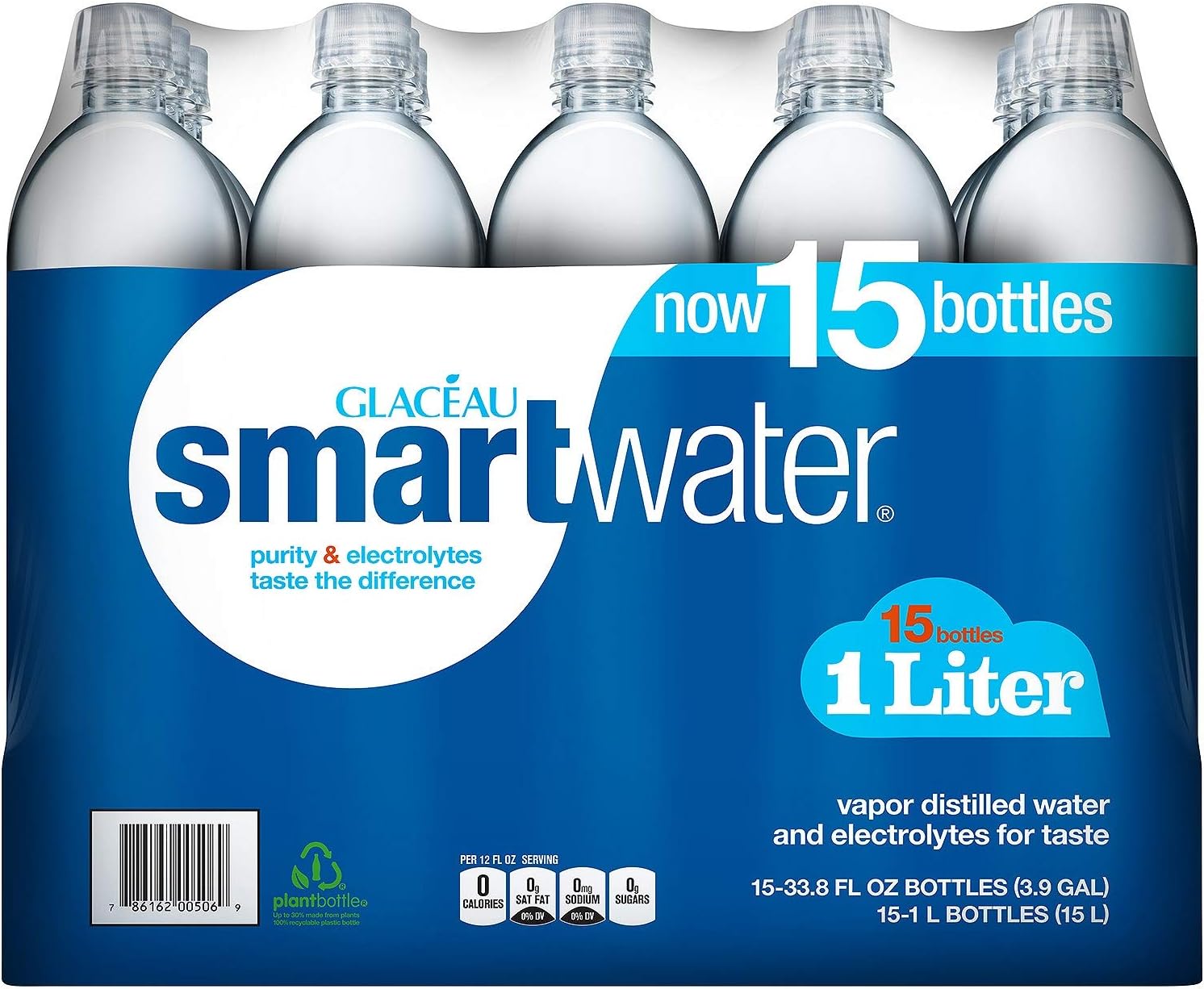 Glaceau SmartWater Water (1 L bottles, 15 Pack)