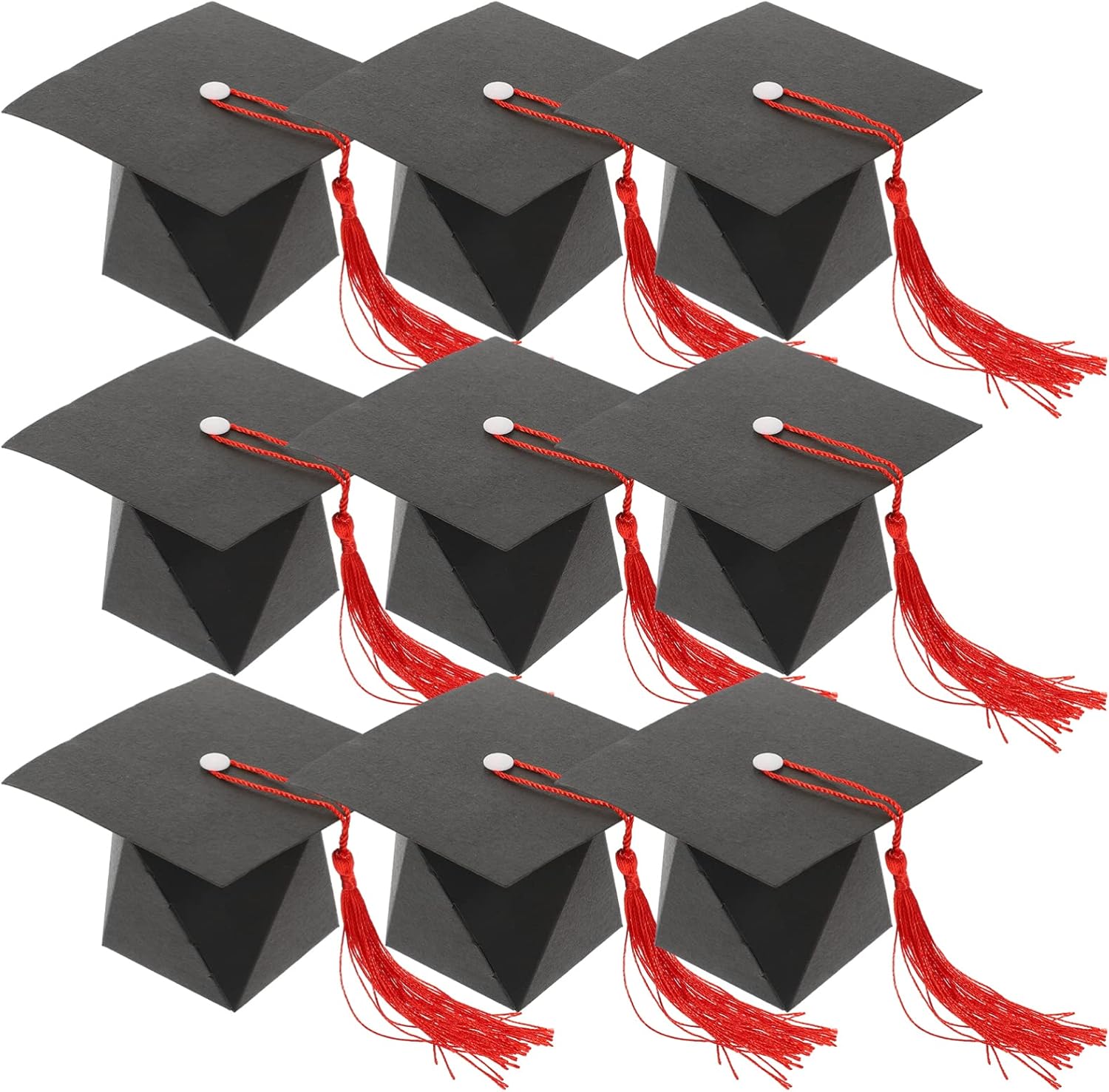 PRETYZOOM Graduation Cap Boxes 50Pcs Doctoral Hat Candy Treat Boxes for Graduation Party Favor Sweet Biscuit Containers 3.54X3.54X2.36 Inch