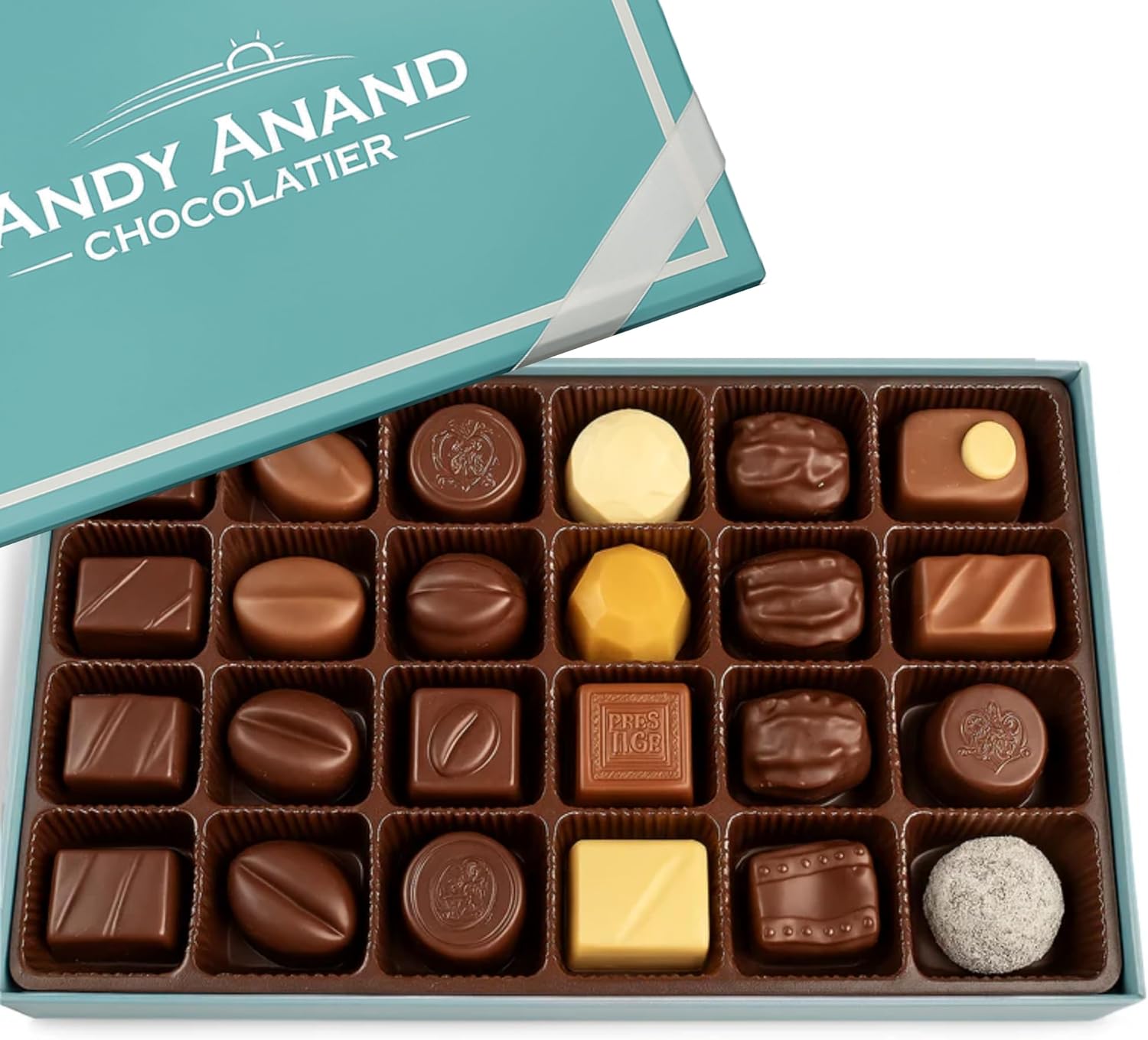 ANDY ANAND CHOCOLATIER Sugar Free & Gluten Free Belgian Chocolate Truffles Gift Box - European Imported Chocolate Truffles, Handcrafted Diabetic Snacks for Adults (48 Pcs)