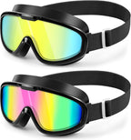 Swim Goggles 2 Pack, Wide View Anti Fog&UV Comfort Fabric Strap No Leaking Swimming Goggles for Adult Men Women Youth